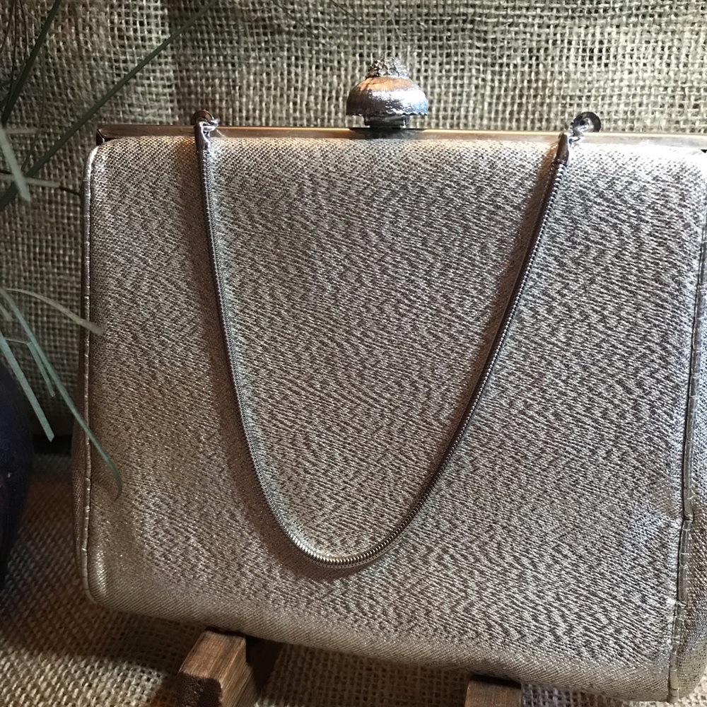 Vintage HL USA Harry Levine Silver Hinge Frame Evening bag